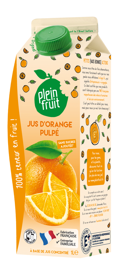 Jus d'orange pulpé 1L