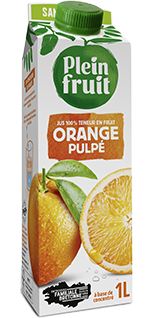 jus d'orange pulpé, sans sucre ajouté