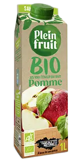 BIO, jus de pomme Plein Fruit, brique d'un litre